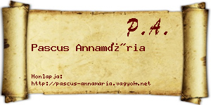 Pascus Annamária névjegykártya
